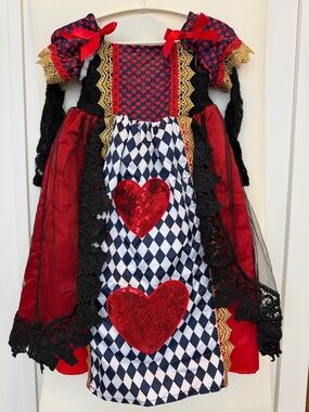 Kids Heart Princess Costume Dress in Red & Black